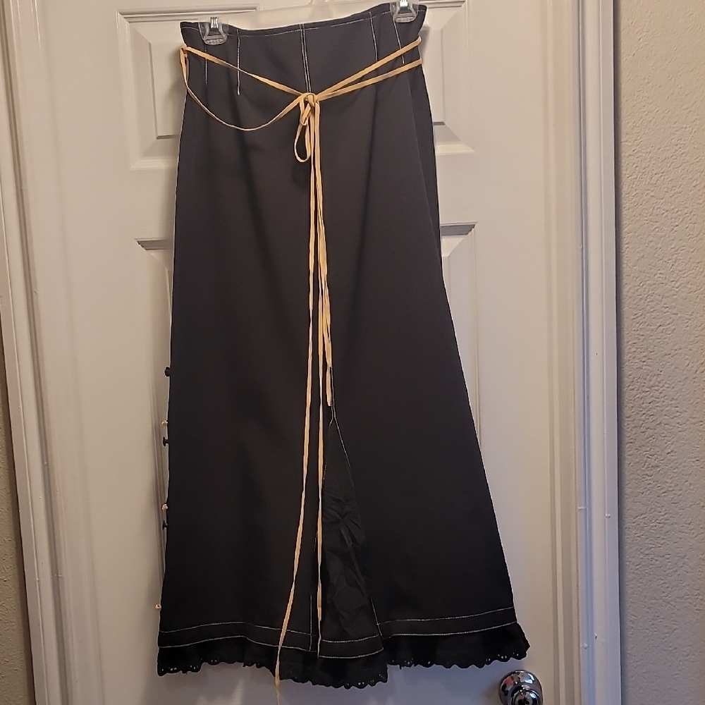 Atelier Paris Black Maxi Skirt with Tan Accents